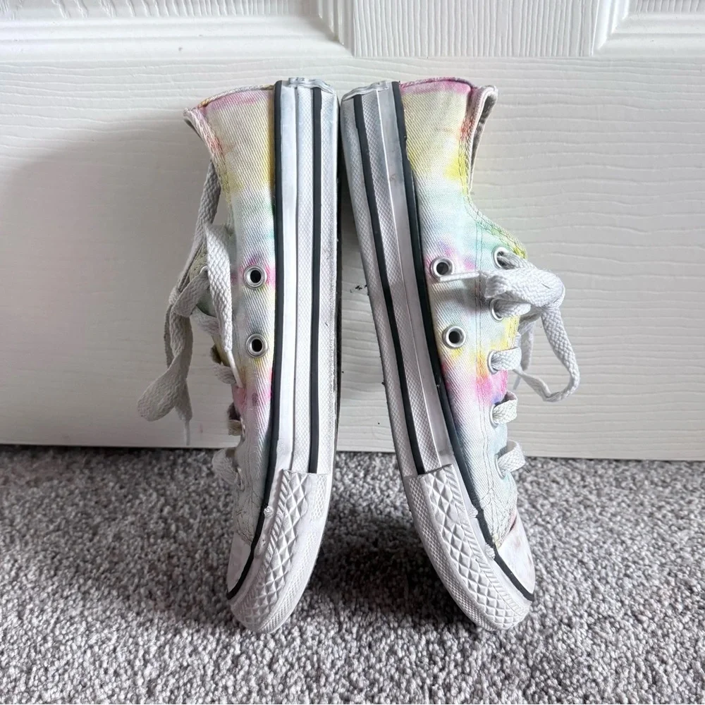 🍓 Converse All Star Pastel Rainbow Tie Dye Low Top Sneakers Girls Kids Size 1